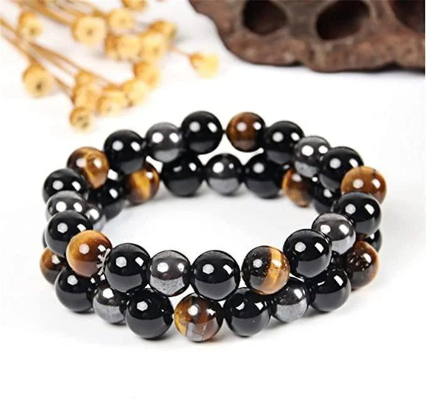 Spiritual Wellness — Triple-Protection Bracelet (Obsidian, Hematite, Blue Tiger Eye)