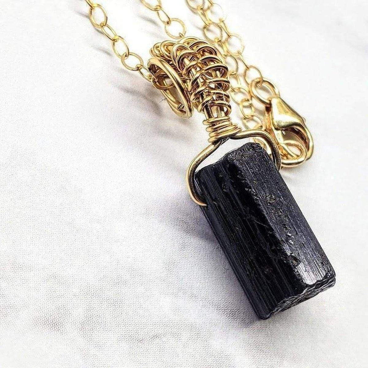 Spiritual Wellness — Raw Black Tourmaline Gemstone Necklace