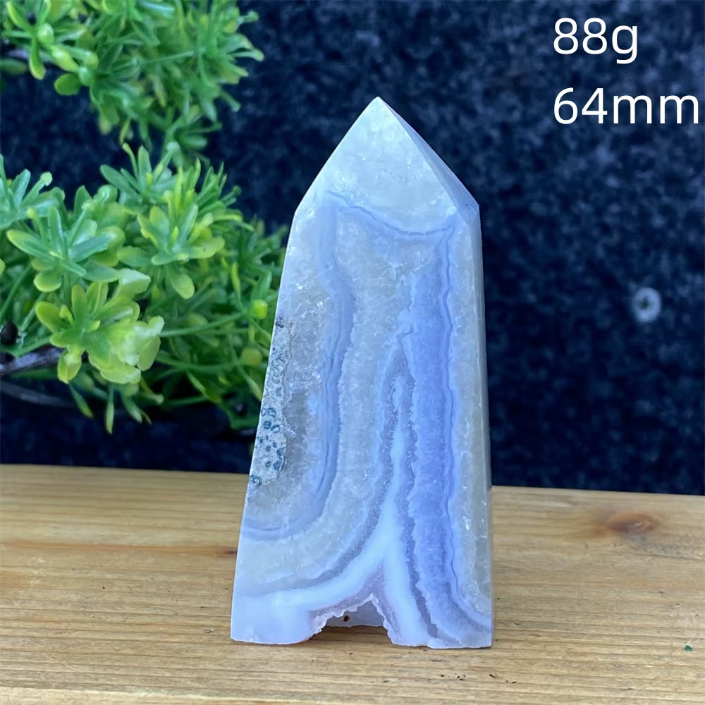 Spiritual Wellness Blue Lace Agate Geode Crystal Tower
