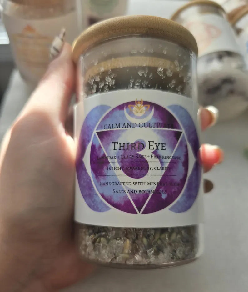 Spiritual Wellness Handmade 7-Chakra Bath Salt Gift Set with Crystals