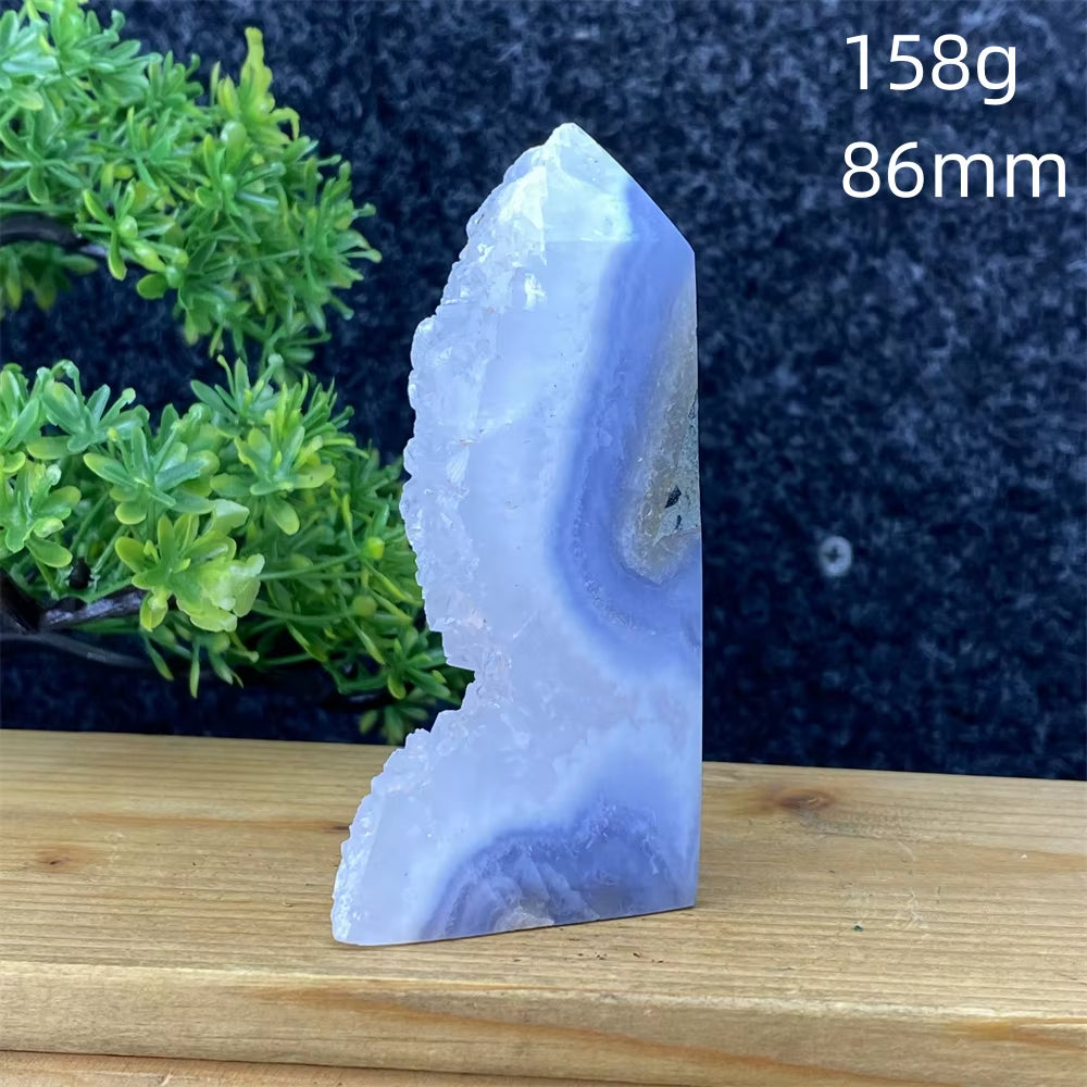 Spiritual Wellness Blue Lace Agate Geode Crystal Tower