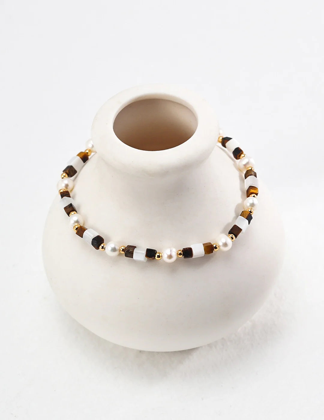 Spiritual Wellness — Mother-of-Shell Tiger Eye Bracelet