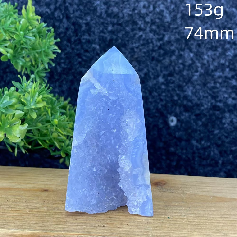 Spiritual Wellness Blue Lace Agate Geode Crystal Tower