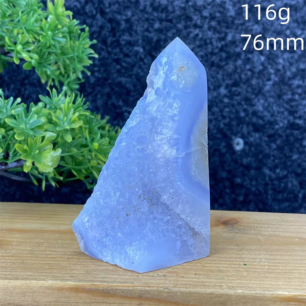 Spiritual Wellness Blue Lace Agate Geode Crystal Tower