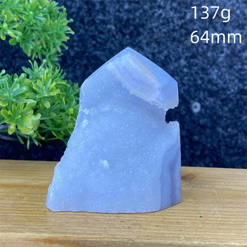 Spiritual Wellness Blue Lace Agate Geode Crystal Tower