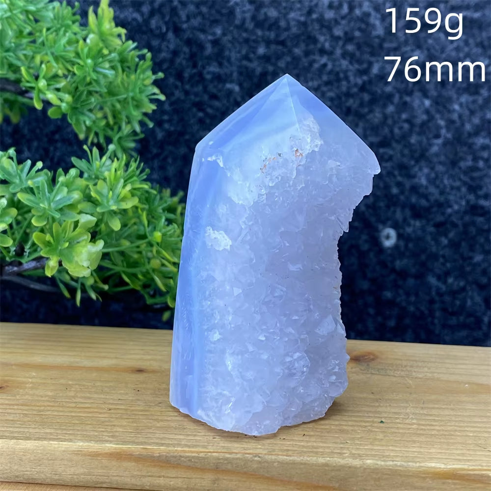 Spiritual Wellness Blue Lace Agate Geode Crystal Tower