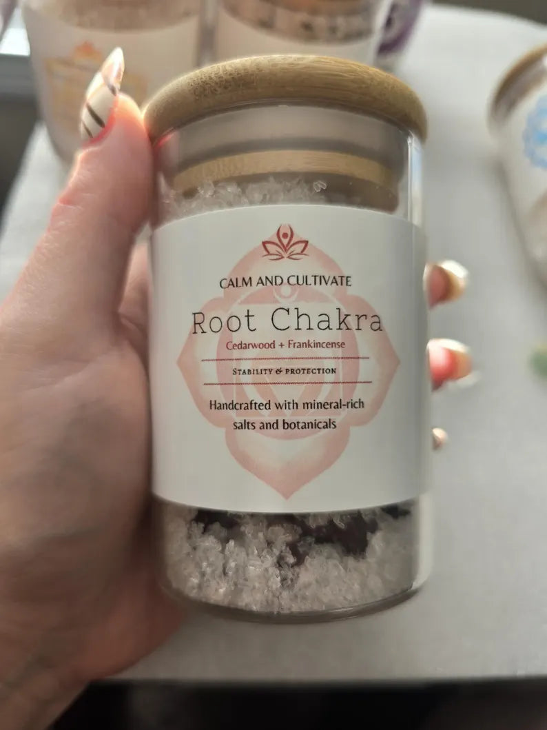 Spiritual Wellness Handmade 7-Chakra Bath Salt Gift Set with Crystals