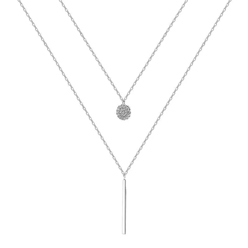 Double-Layer Rhinestones Necklace Women Clavicle Chain