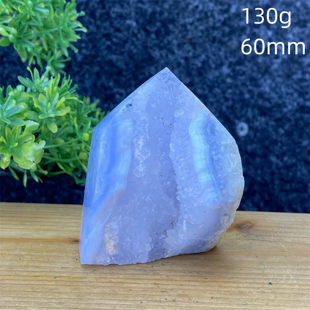 Spiritual Wellness Blue Lace Agate Geode Crystal Tower