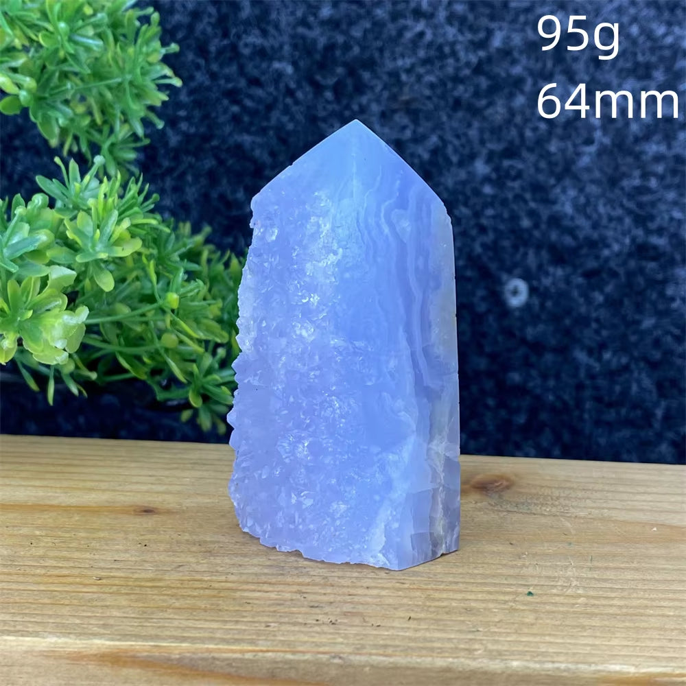 Spiritual Wellness Blue Lace Agate Geode Crystal Tower