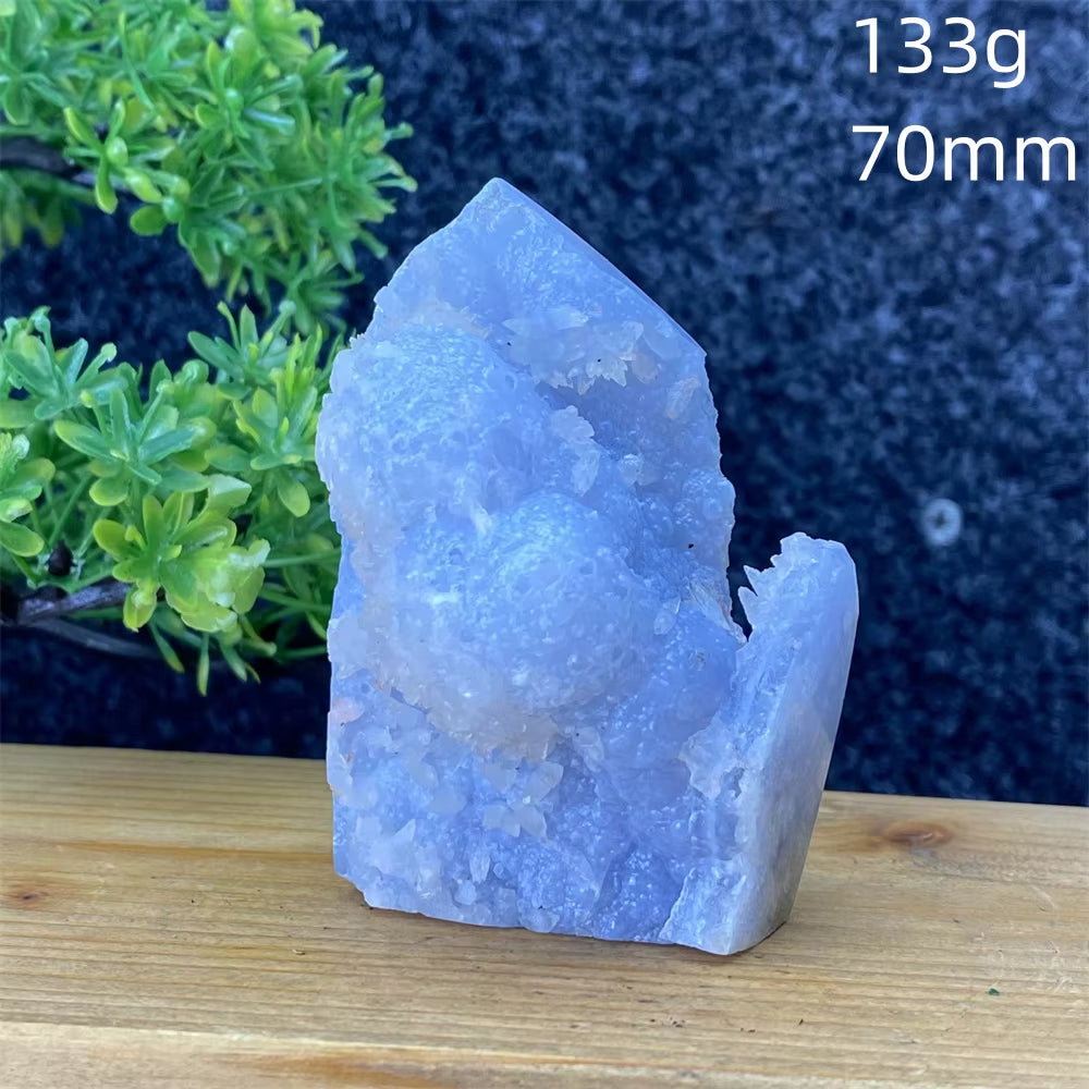 Spiritual Wellness Blue Lace Agate Geode Crystal Tower
