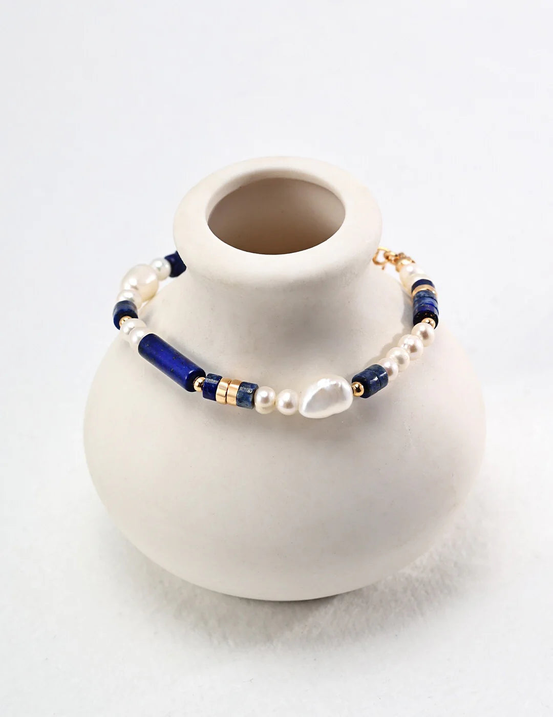 Spiritual Wellness — Natural Lapis Lazuli Pearl Bracelet