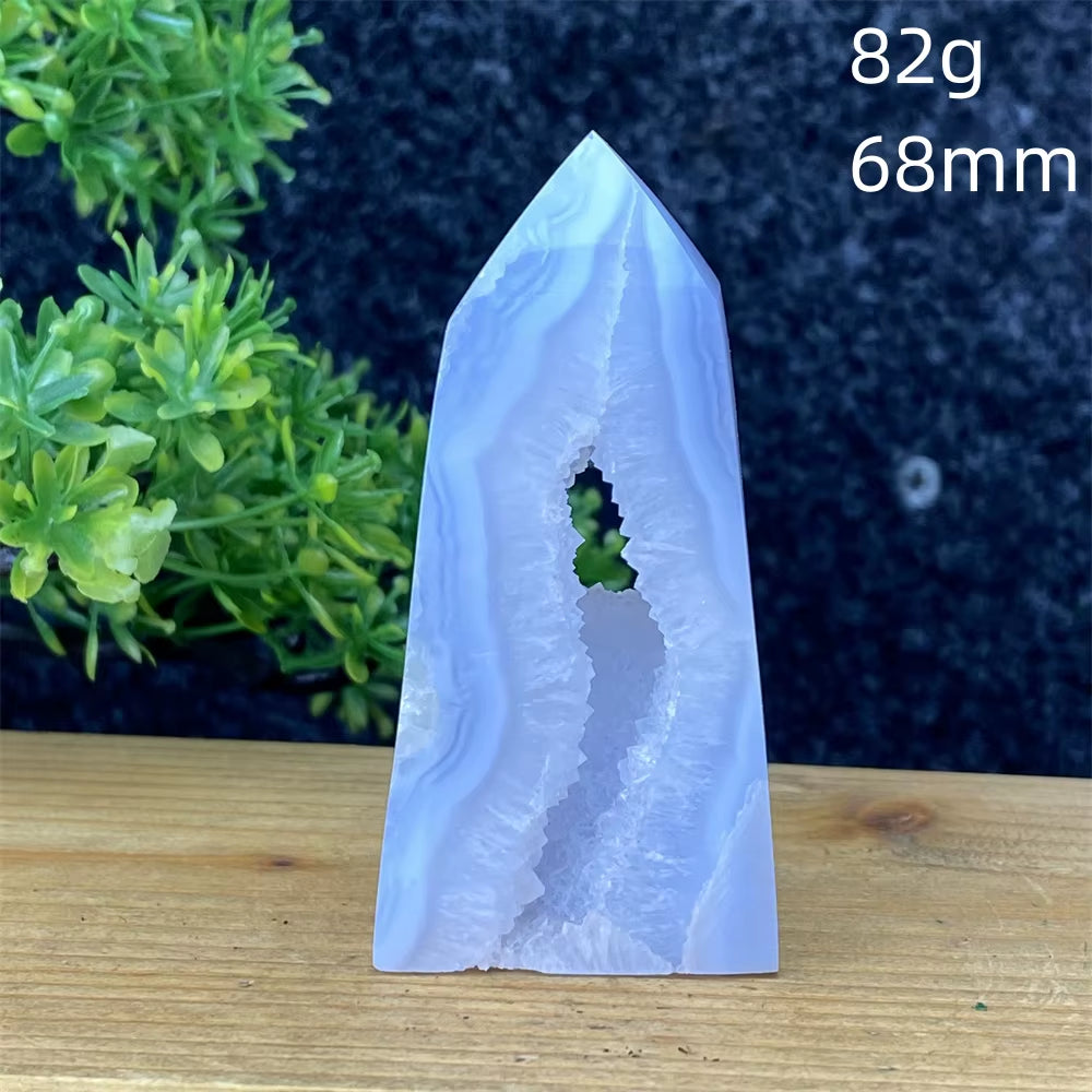 Spiritual Wellness Blue Lace Agate Geode Crystal Tower