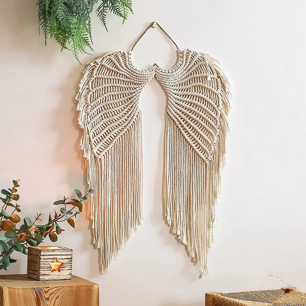 Spiritual Wellness Angel Wings Macrame Wall Hanging