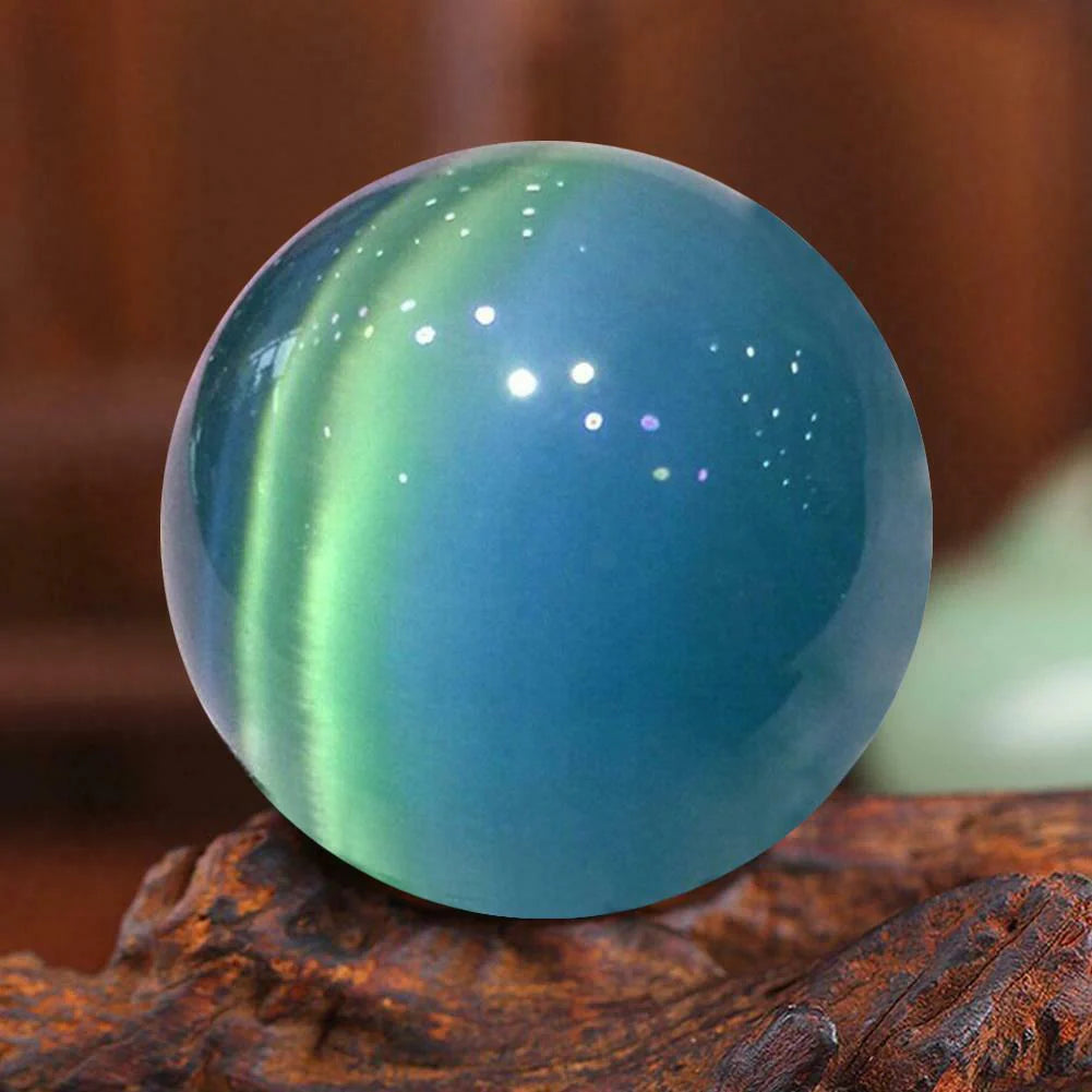 Spiritual Wellness Blue Cat’s-Eye Opal Quartz Sphere 40 mm