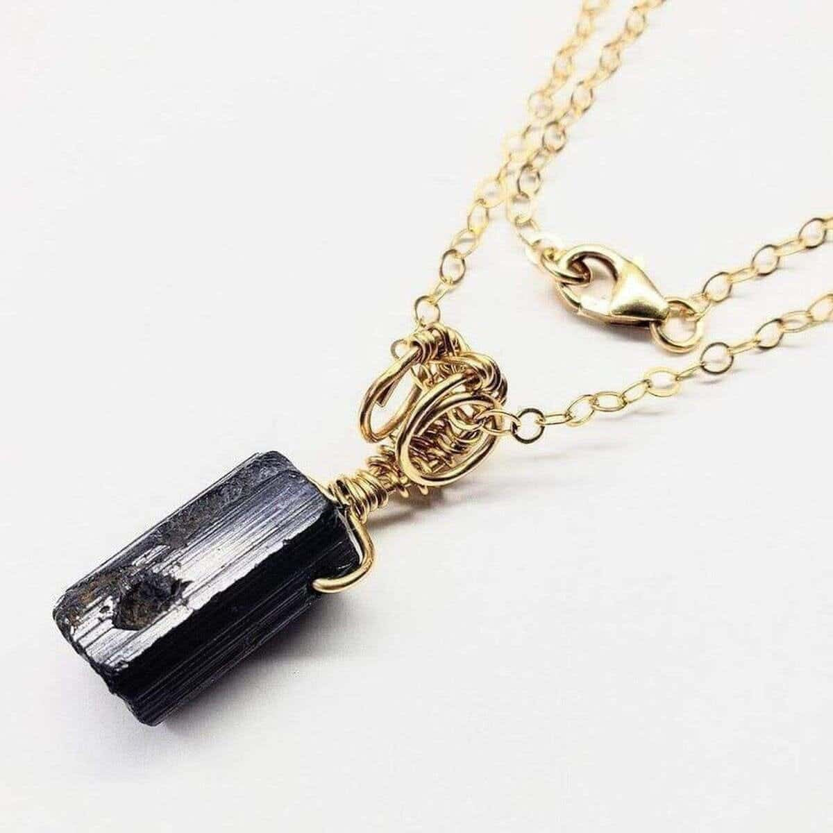 Spiritual Wellness — Raw Black Tourmaline Gemstone Necklace
