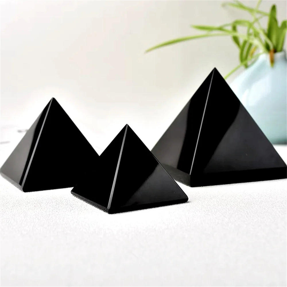 Spiritual Wellness Black Obsidian Crystal Pyramid