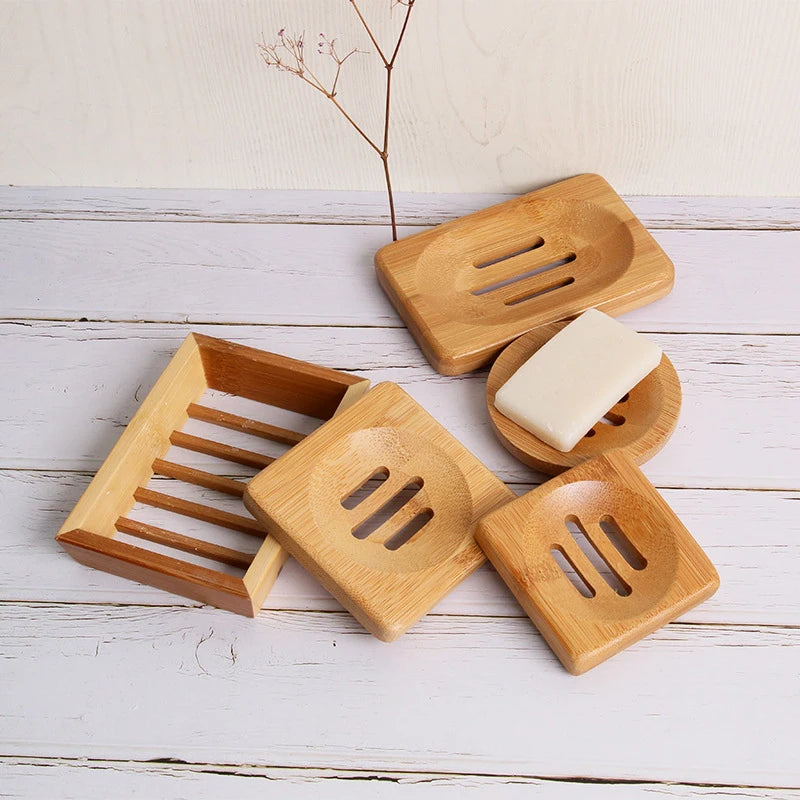 Natural Bamboo Soap Dish Holder: Eco-Friendly Draining Tray for Bathroom & Shower