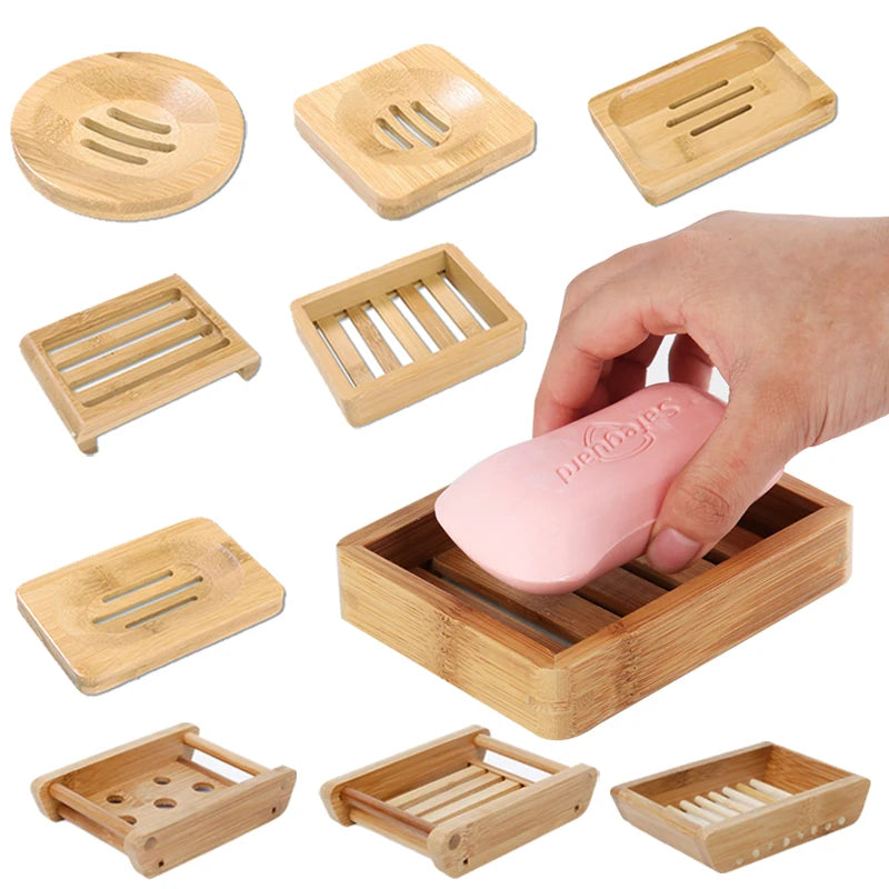Natural Bamboo Soap Dish Holder: Eco-Friendly Draining Tray for Bathroom & Shower