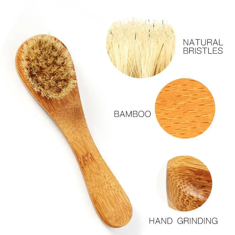 Natural Wood Facial Exfoliating Brush for Deep Cleansing & Massage