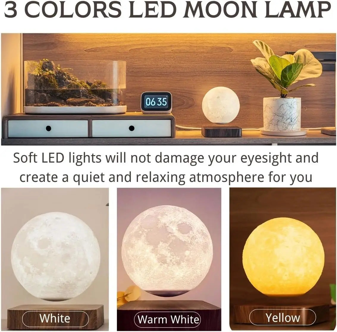 Spiritual Wellness Levitating Moon Magnetic Night Light
