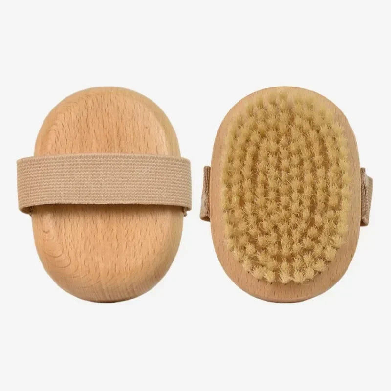 Natural Boar Bristle Bamboo Body Brush for Exfoliating Wet Dry Skin