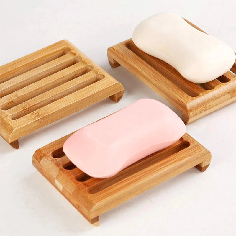 Natural Bamboo Soap Dish Holder: Eco-Friendly Draining Tray for Bathroom & Shower