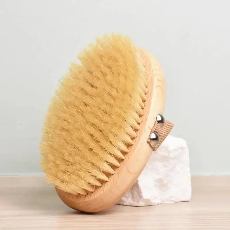 Natural Boar Bristle Bamboo Body Brush for Exfoliating Wet Dry Skin