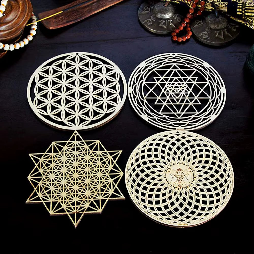 Spiritual Wellness Wooden “Flower of Life” Coasters / Wall Art