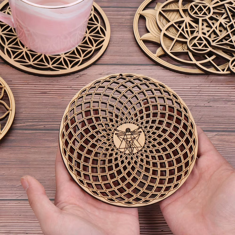 Spiritual Wellness Wooden “Flower of Life” Coasters / Wall Art
