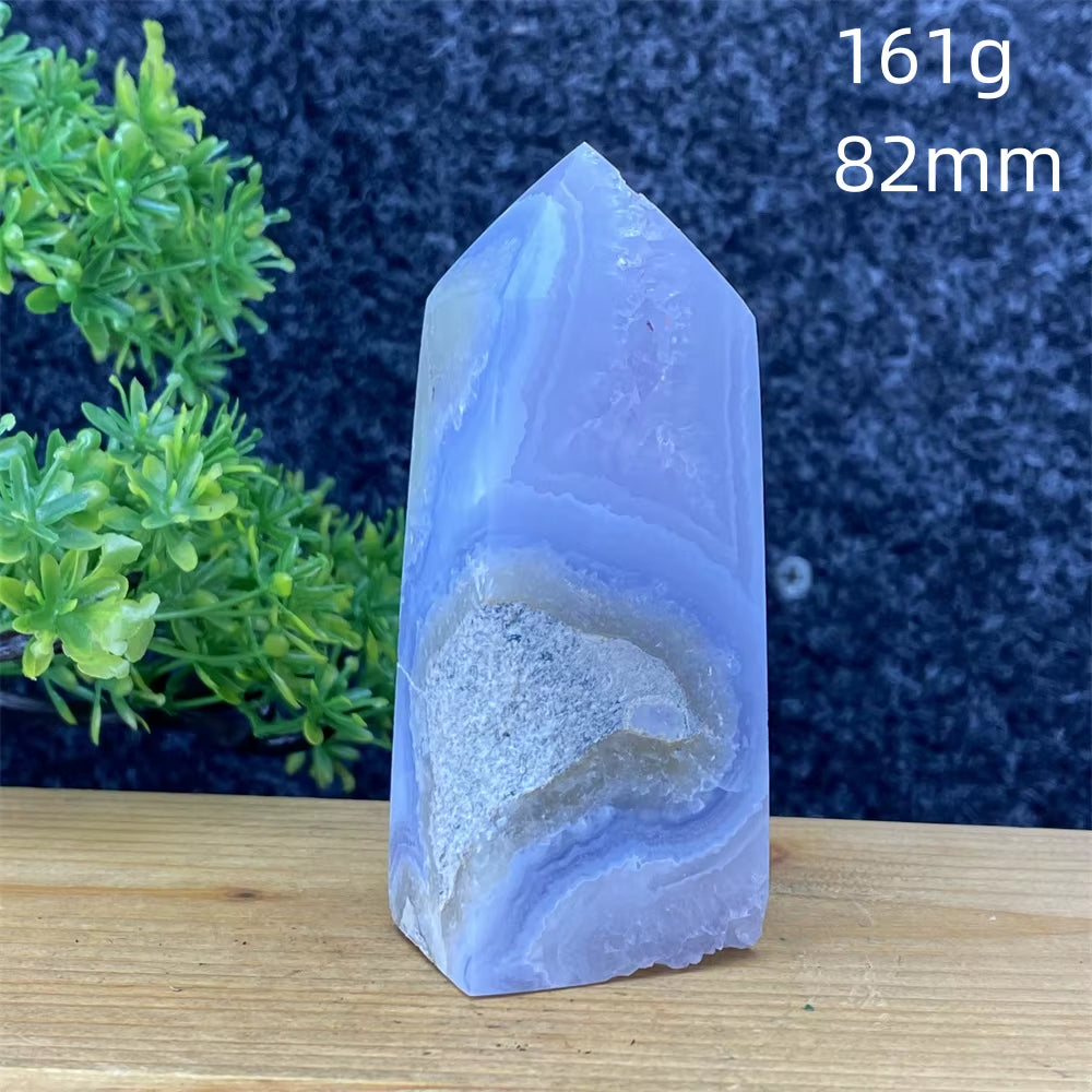 Spiritual Wellness Blue Lace Agate Geode Crystal Tower