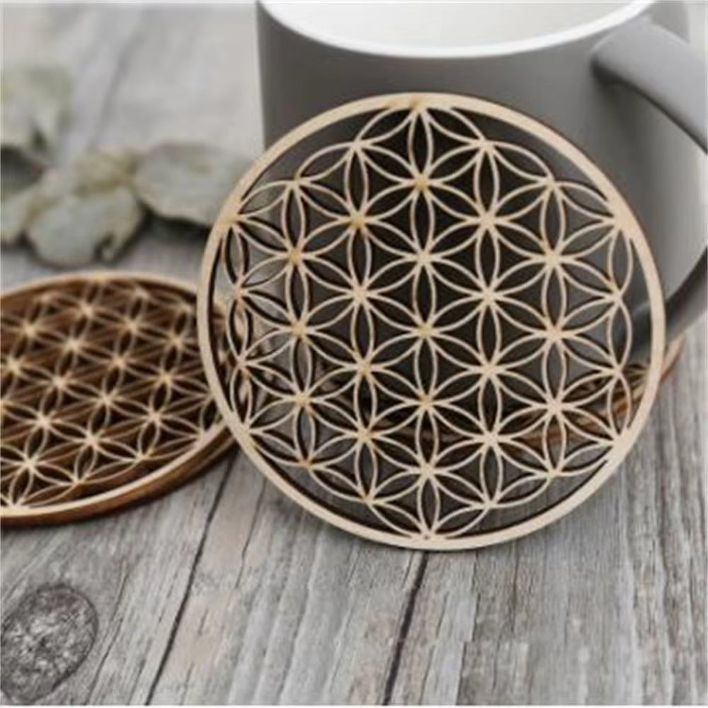 Spiritual Wellness Wooden “Flower of Life” Coasters / Wall Art