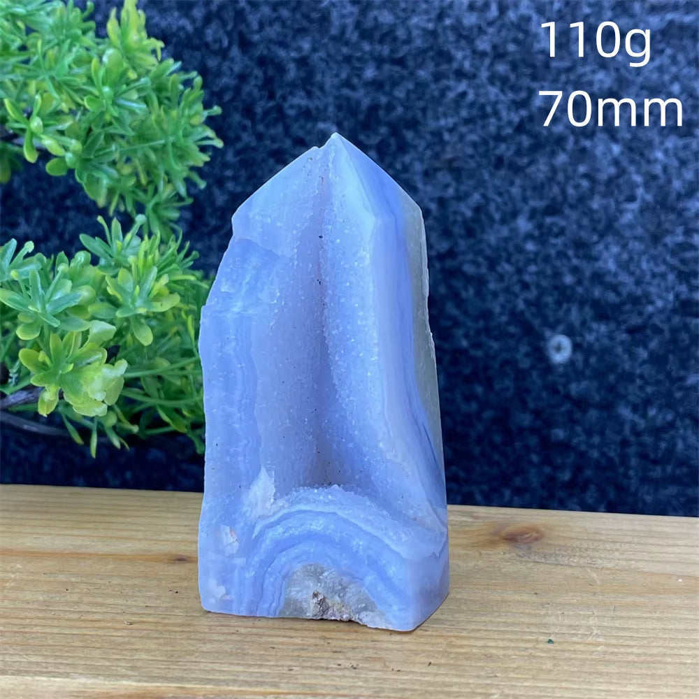 Spiritual Wellness Blue Lace Agate Geode Crystal Tower