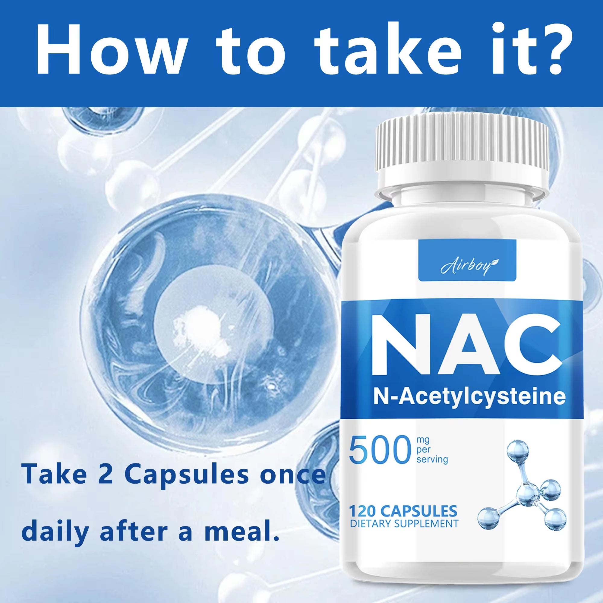 NAC Supplement - N-Acetylcysteine - Antioxidant, Promotes Liver and Kidney Detoxification, Support Skin Health - 120 Capsules
