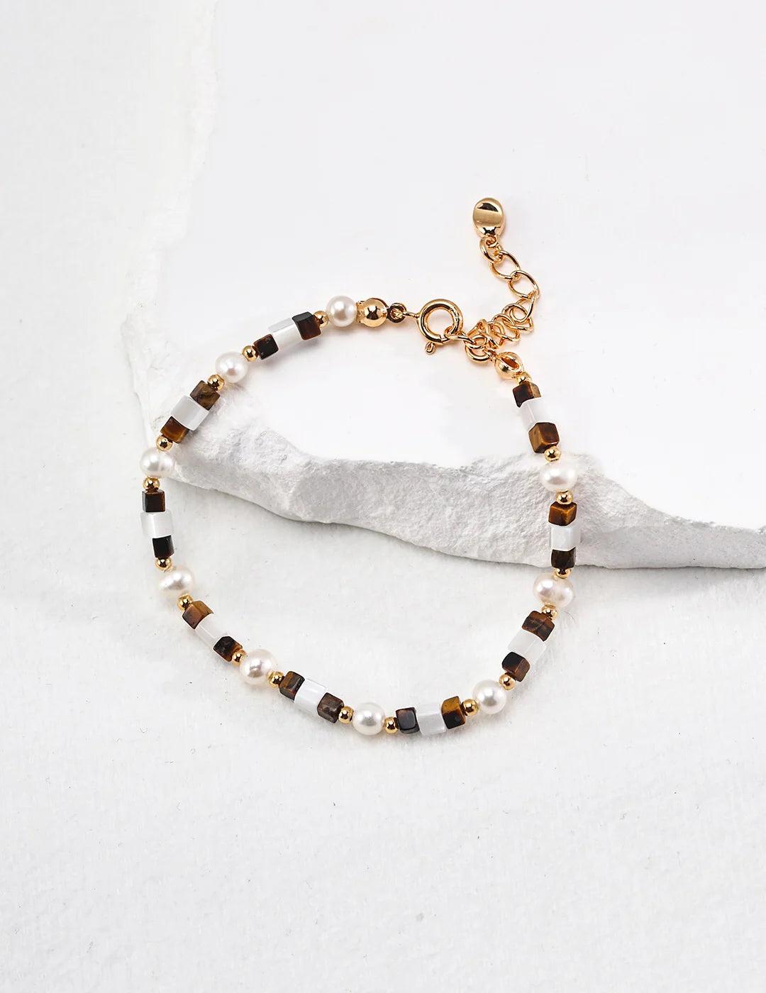 Spiritual Wellness — Mother-of-Shell Tiger Eye Bracelet