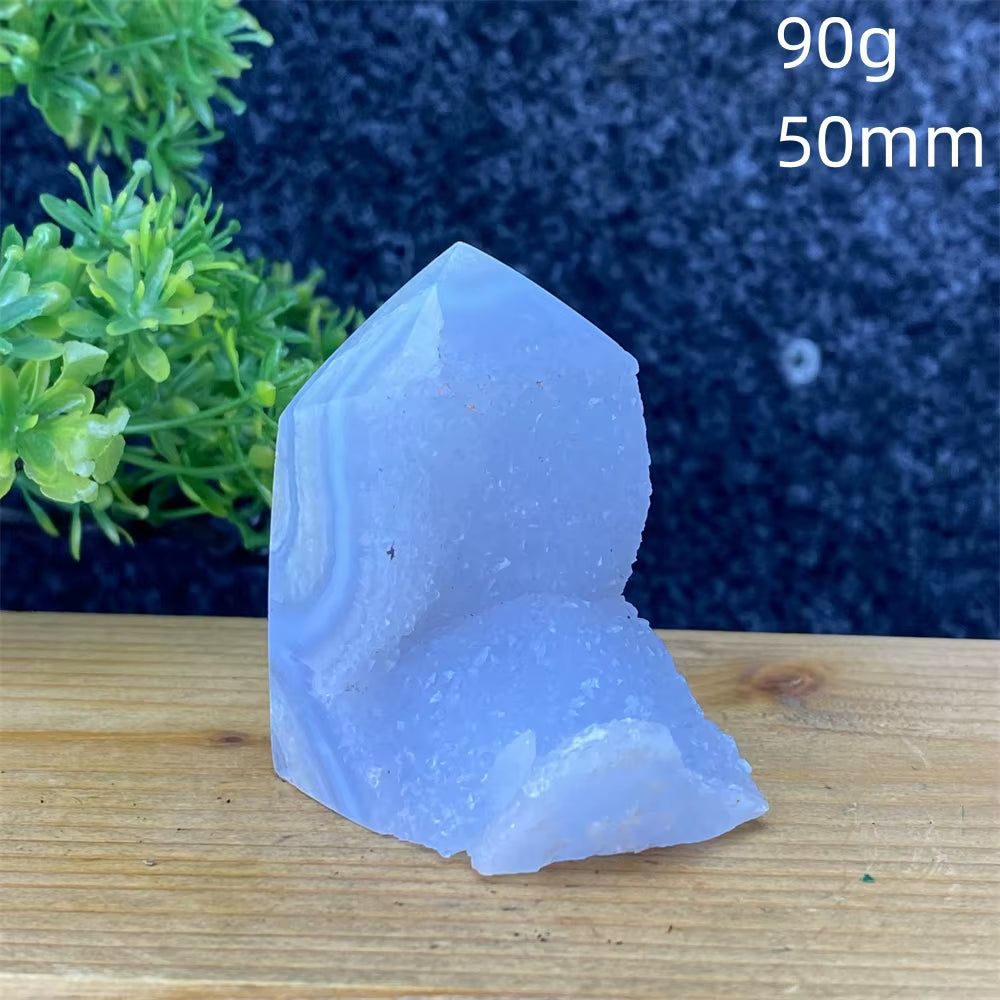 Spiritual Wellness Blue Lace Agate Geode Crystal Tower