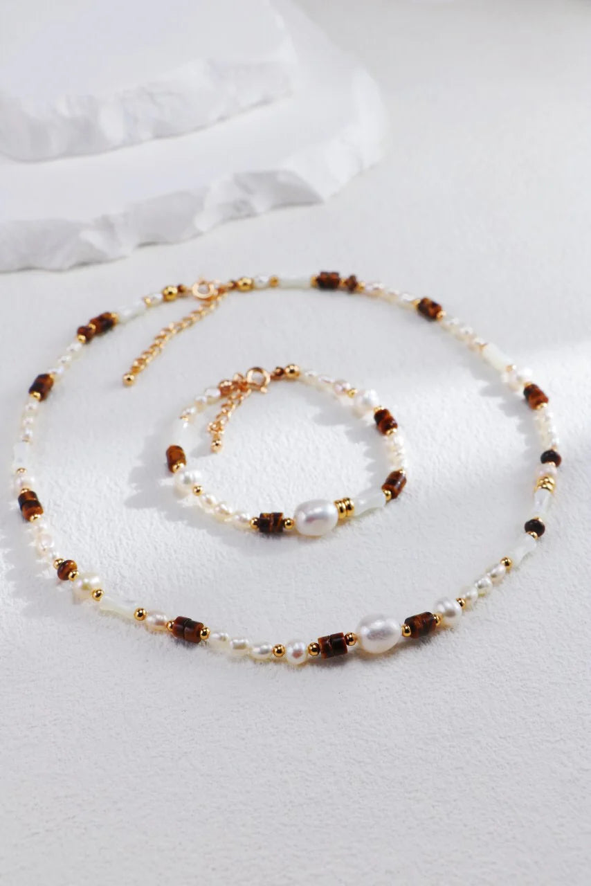 Spiritual Wellness — Tiger Eye Stone Pearl Bracelet