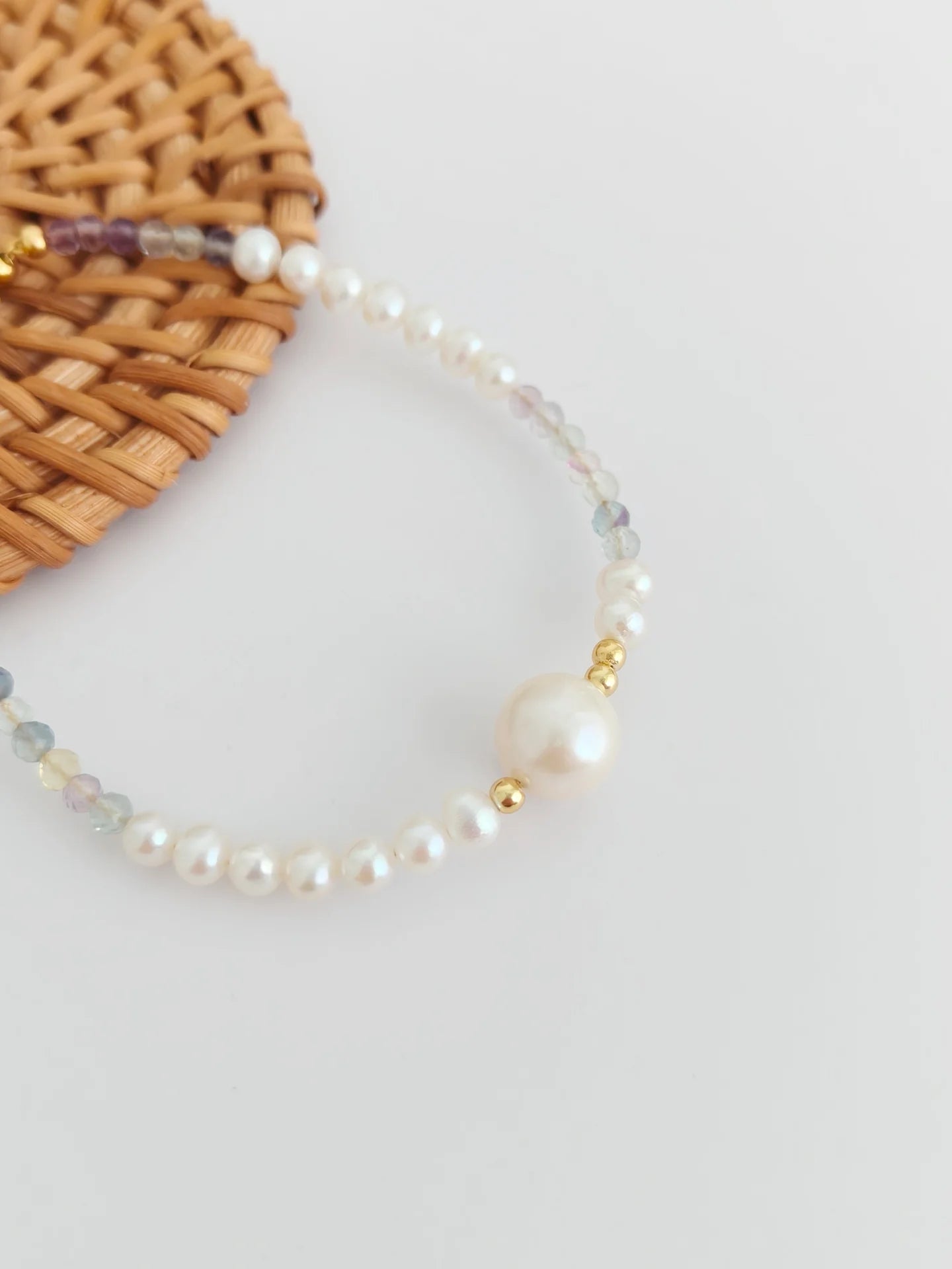 Spiritual Wellness — Fluorite & Pearl Bracelet