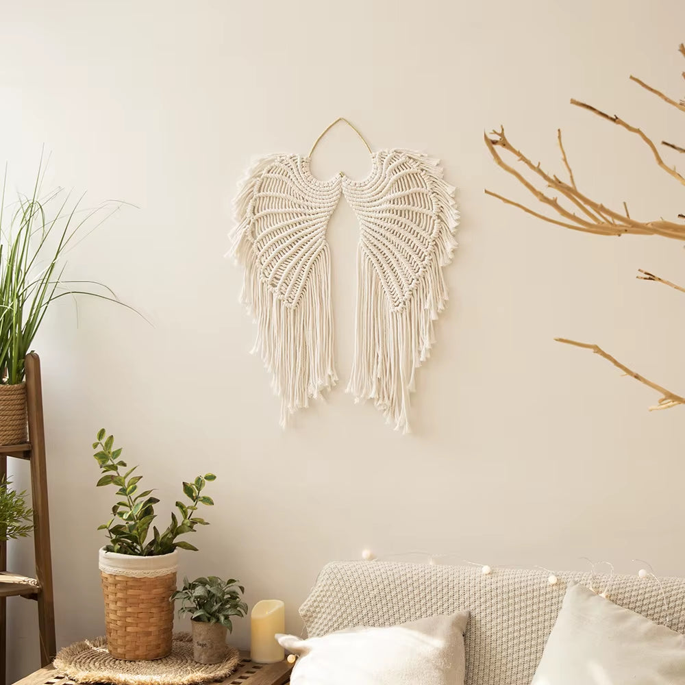 Spiritual Wellness Angel Wings Macrame Wall Hanging