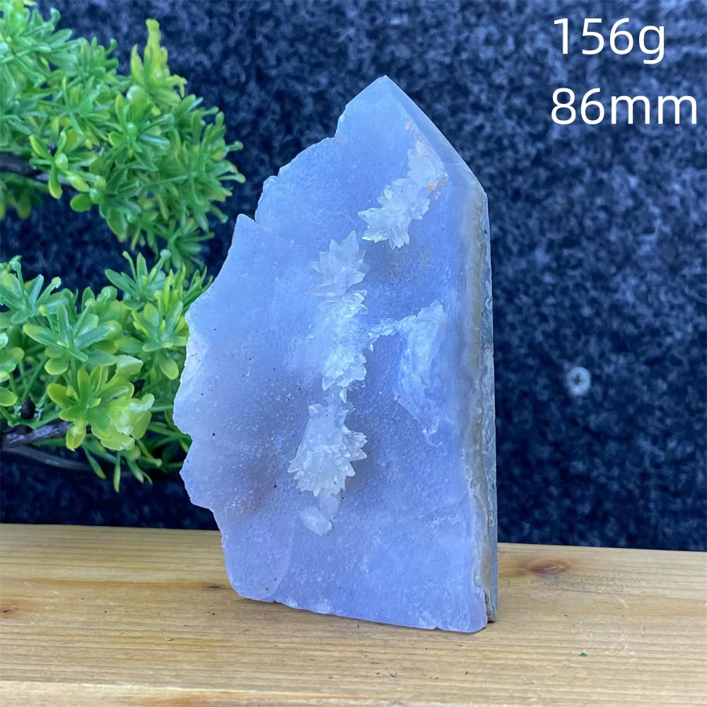 Spiritual Wellness Blue Lace Agate Geode Crystal Tower