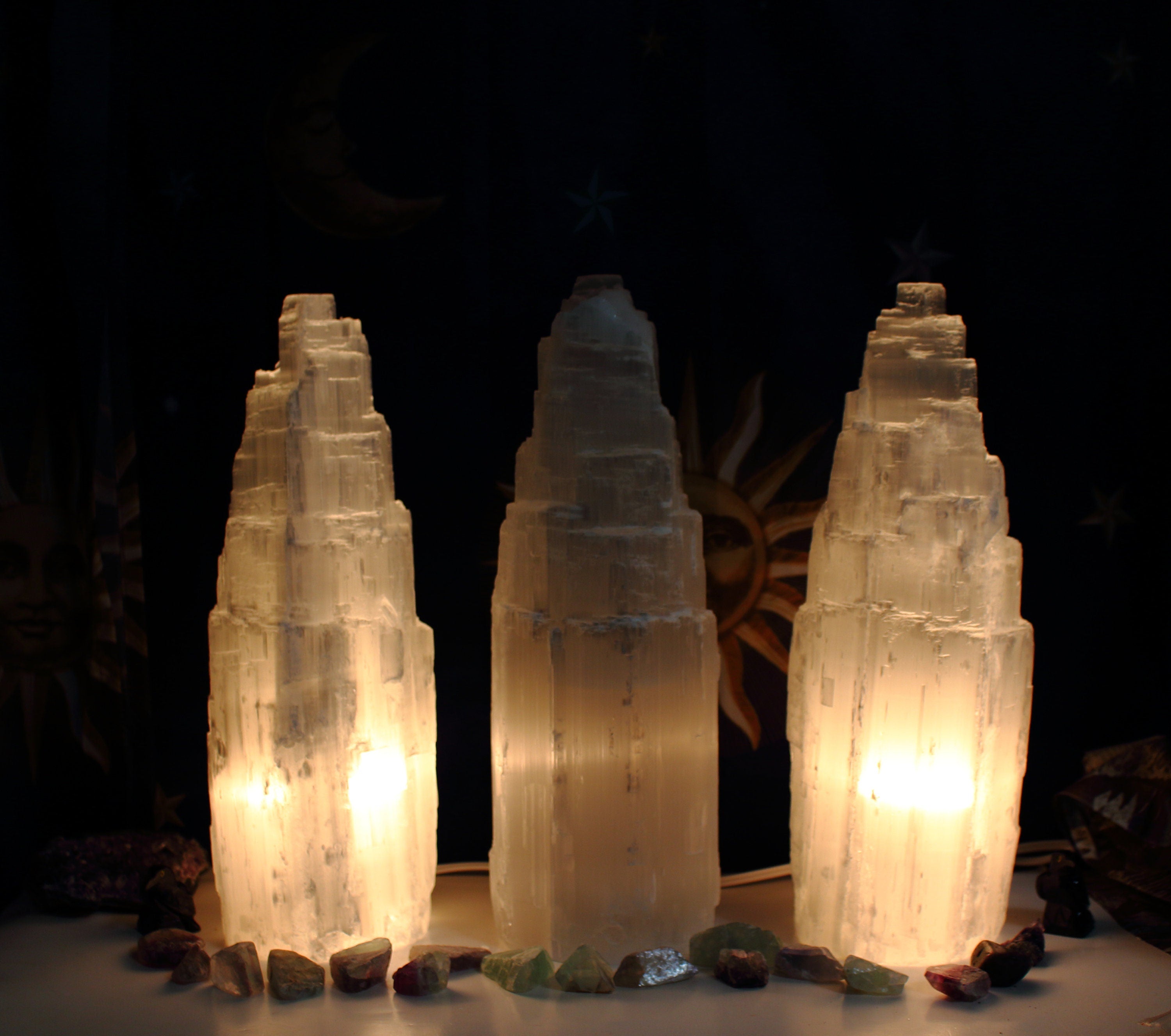 Spiritual Wellness Selenite Tower Lamp
