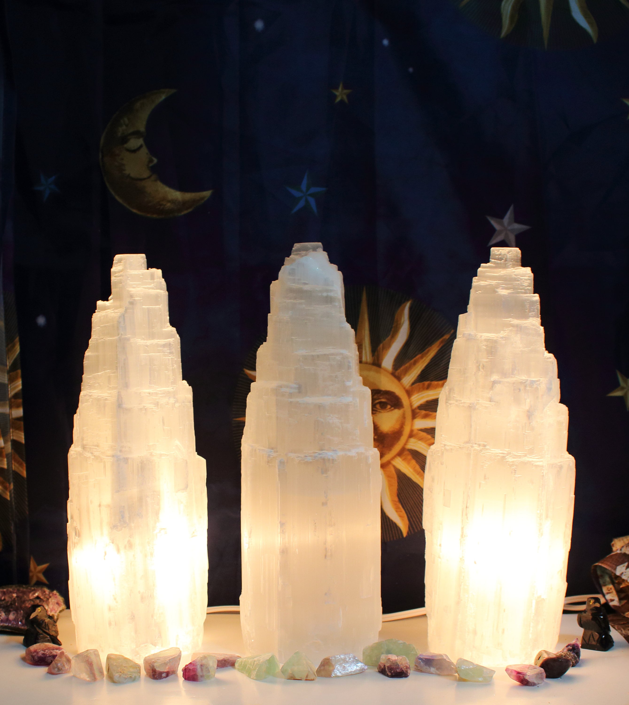 Spiritual Wellness Selenite Tower Lamp