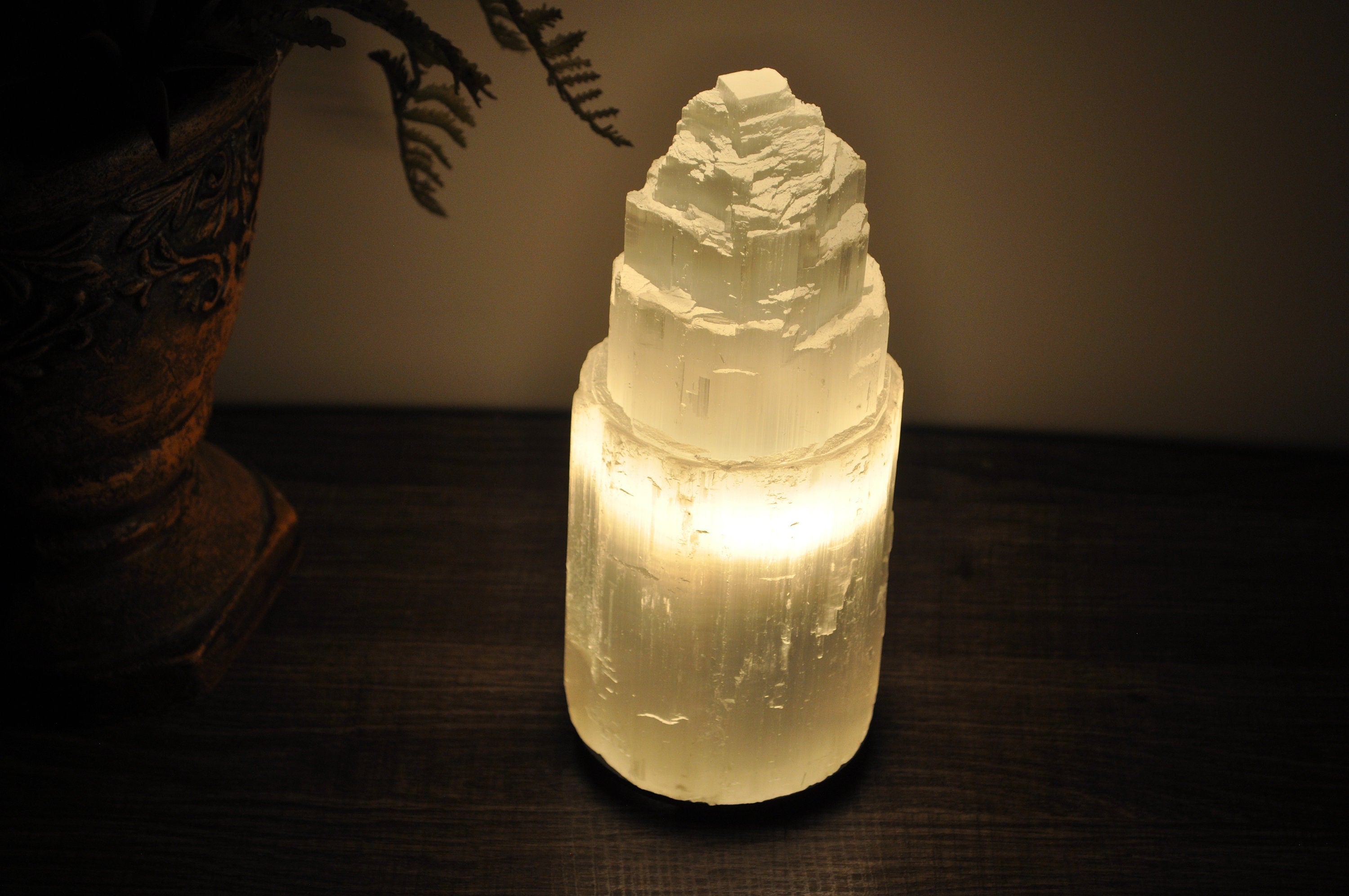 Spiritual Wellness Selenite Skyscraper Tower Lamp