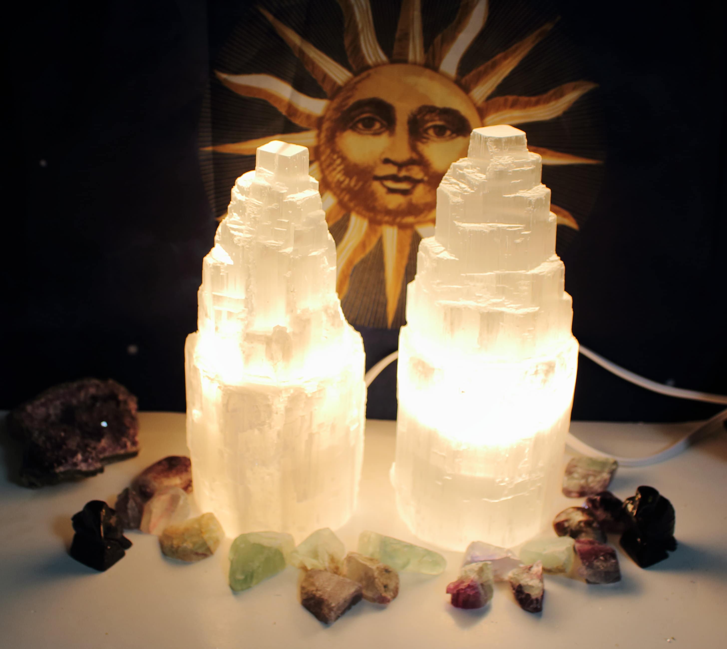 Spiritual Wellness Selenite Tower Lamp