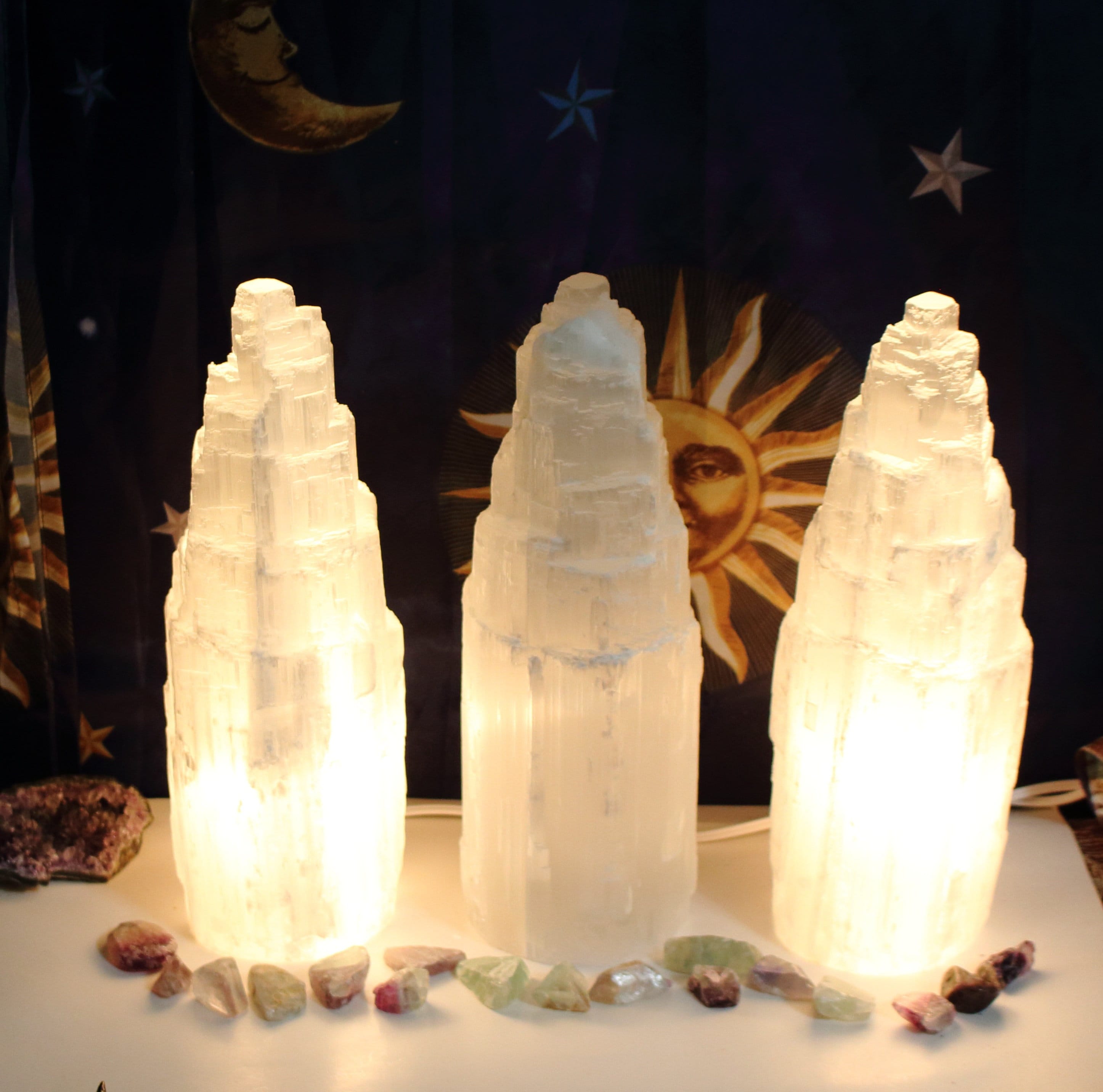 Spiritual Wellness Selenite Tower Lamp