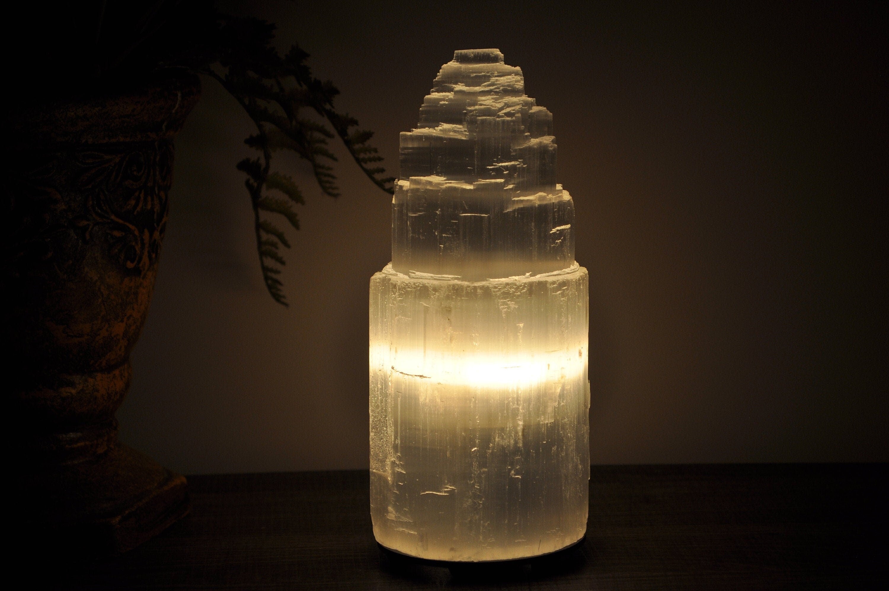 Spiritual Wellness Selenite Skyscraper Tower Lamp