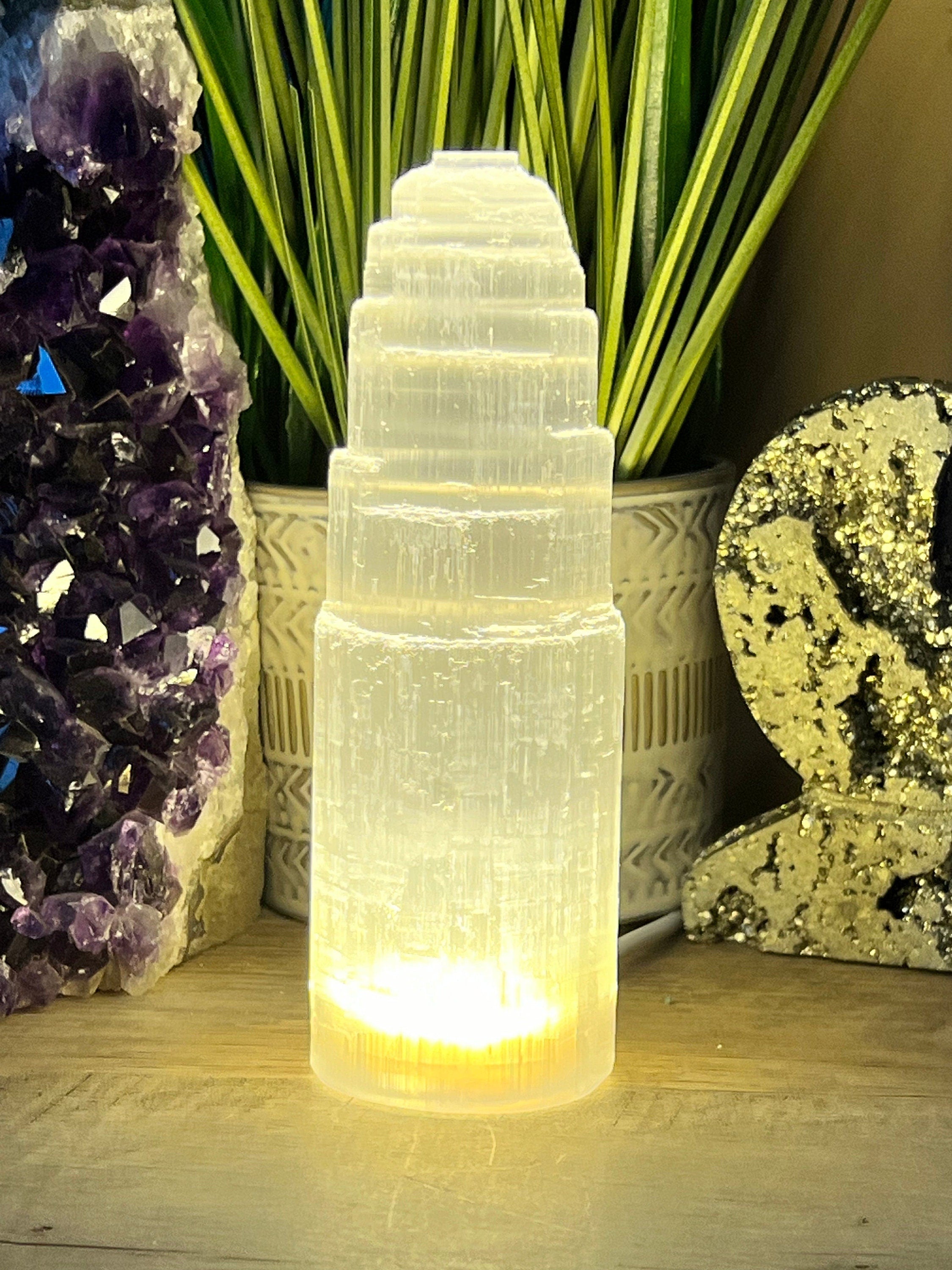 6 Inch Selenite Lamp, Night Light, Energy Cleanser, Crown Chakra, Healing Crystals