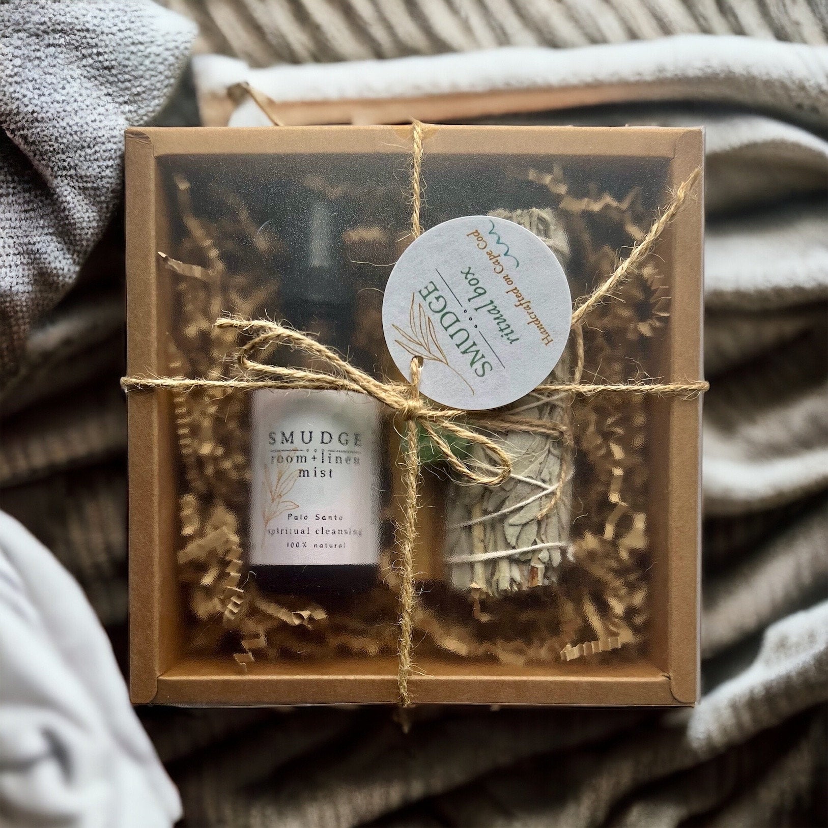 Spiritual Wellness Sage Smudge Kit: White Sage Bundle + Palo Santo + Green Aventurine