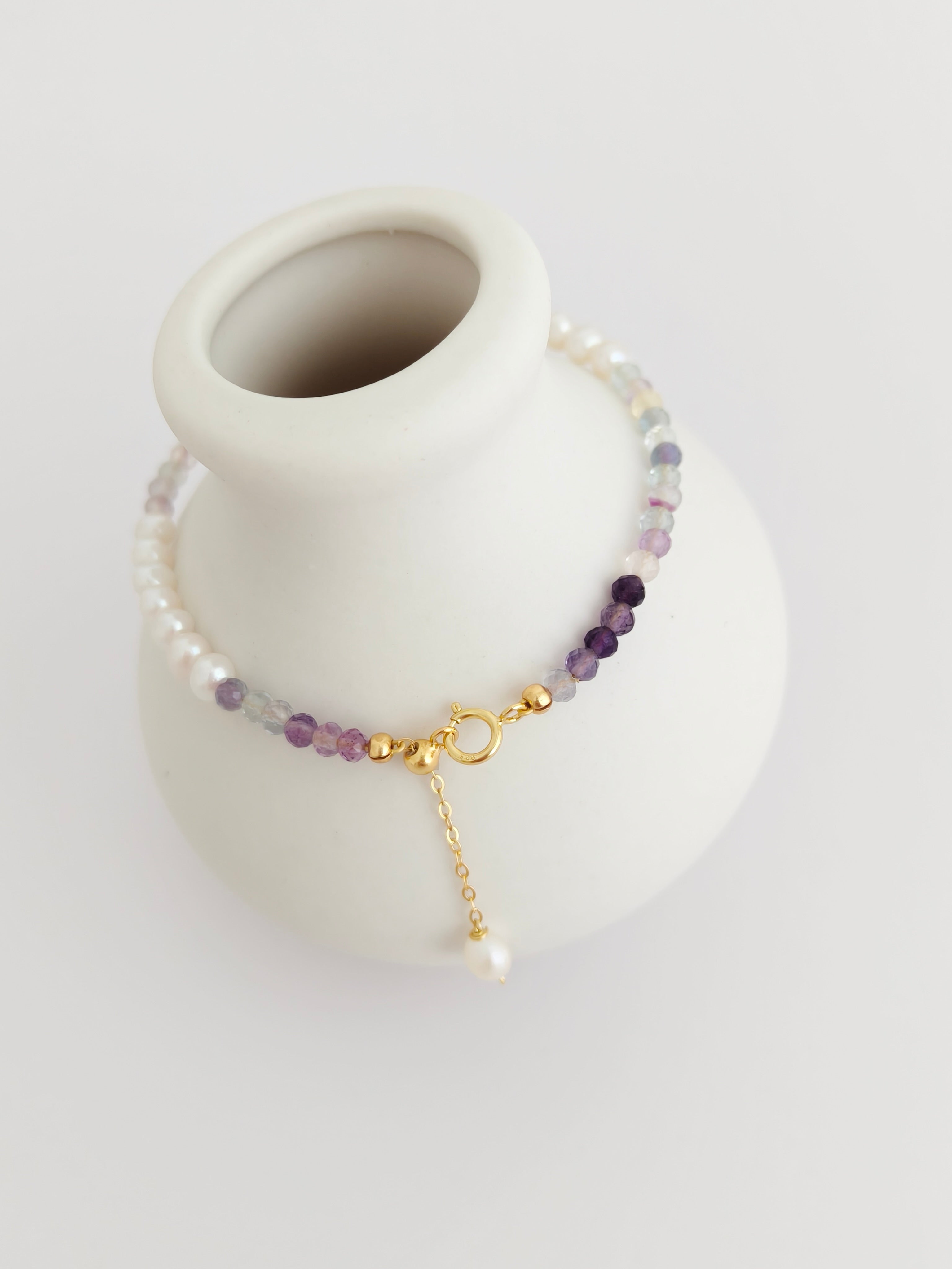 Spiritual Wellness — Fluorite & Pearl Bracelet