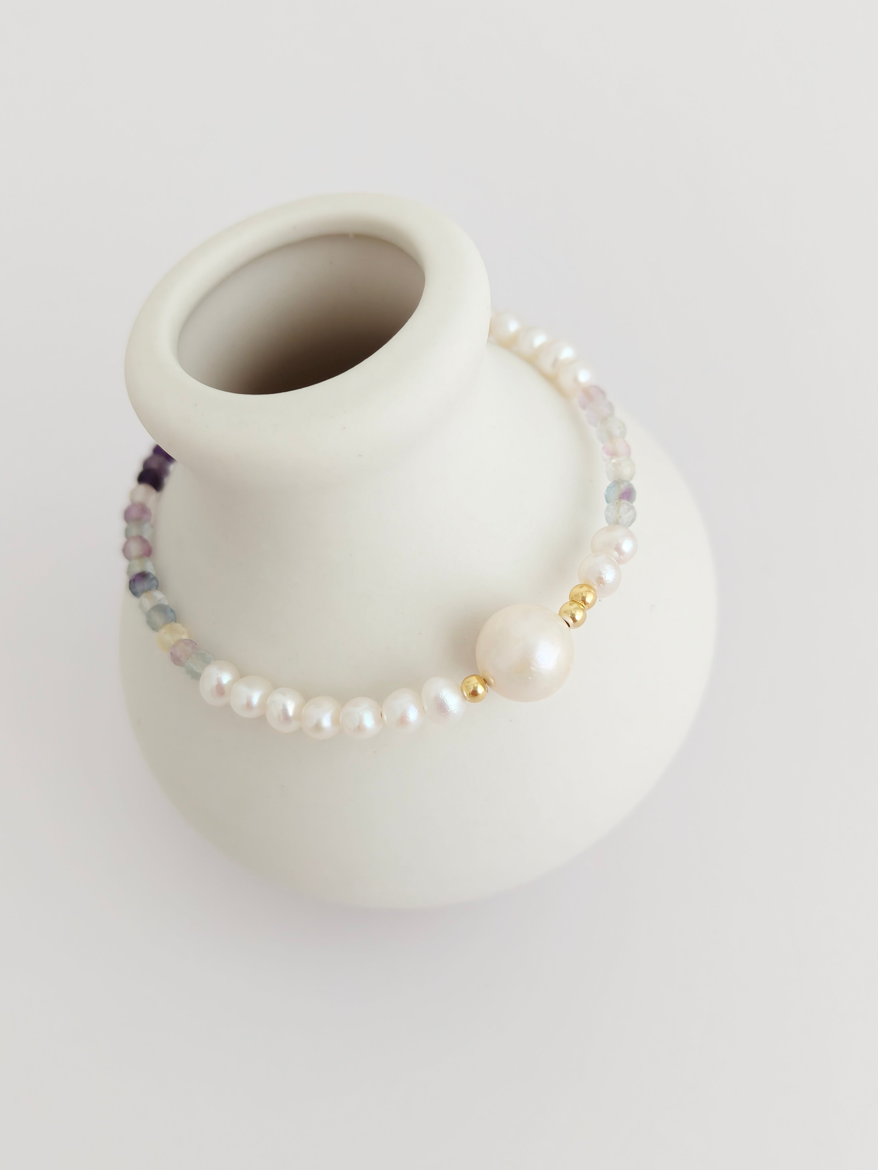 Spiritual Wellness — Fluorite & Pearl Bracelet